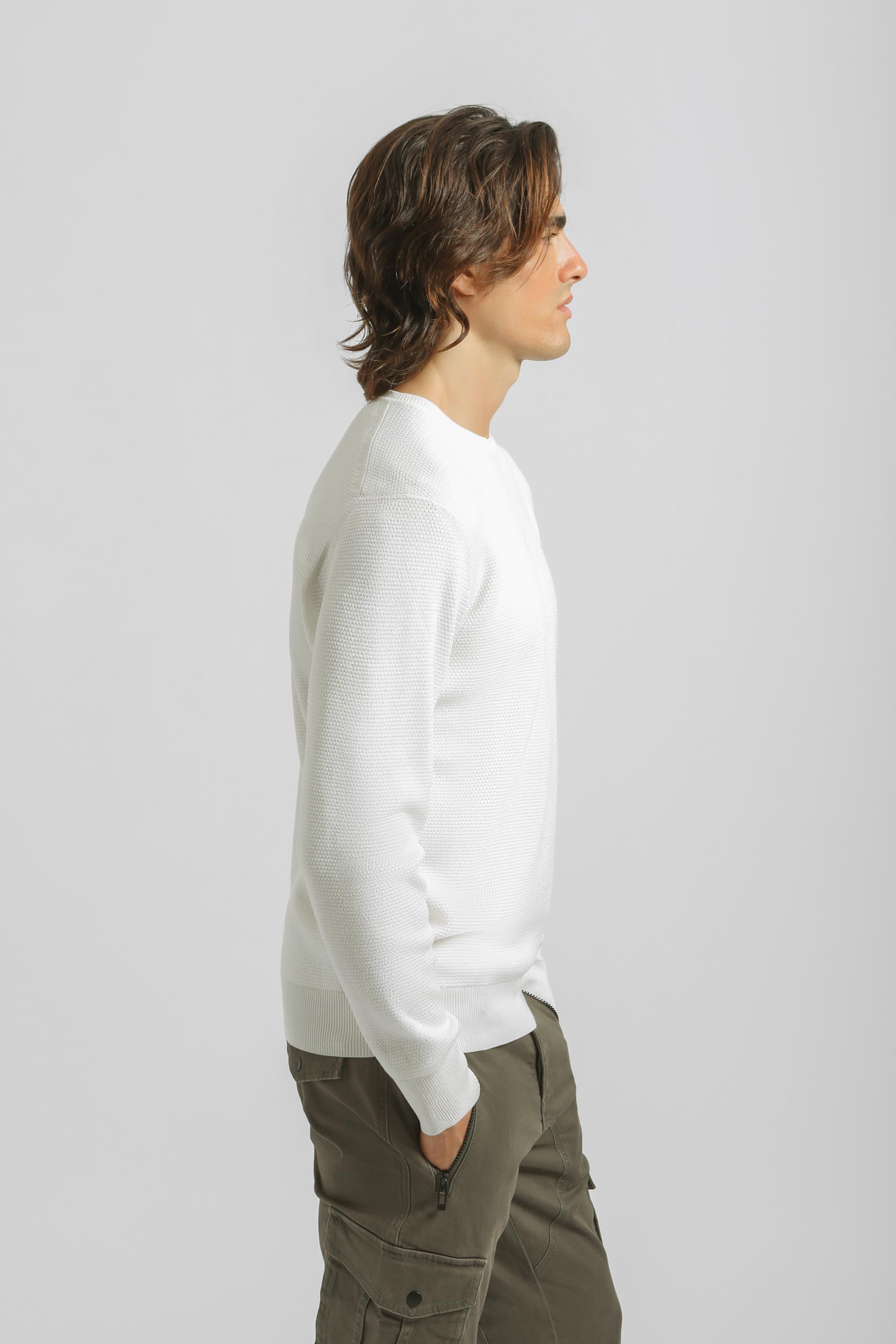 Maglia girocollo strutturata|Colore:Off white