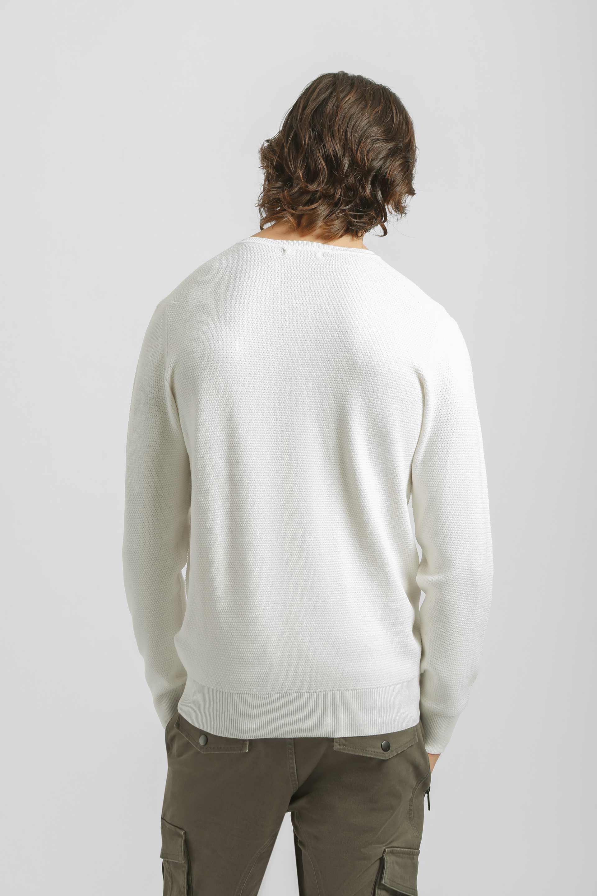 Maglia girocollo strutturata|Colore:Off white