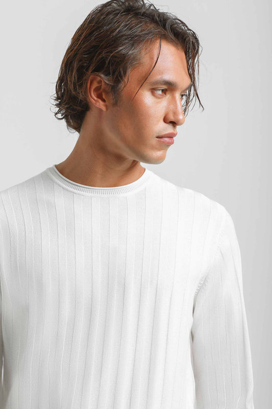 Maglia girocollo strutturata|Colore:Off white