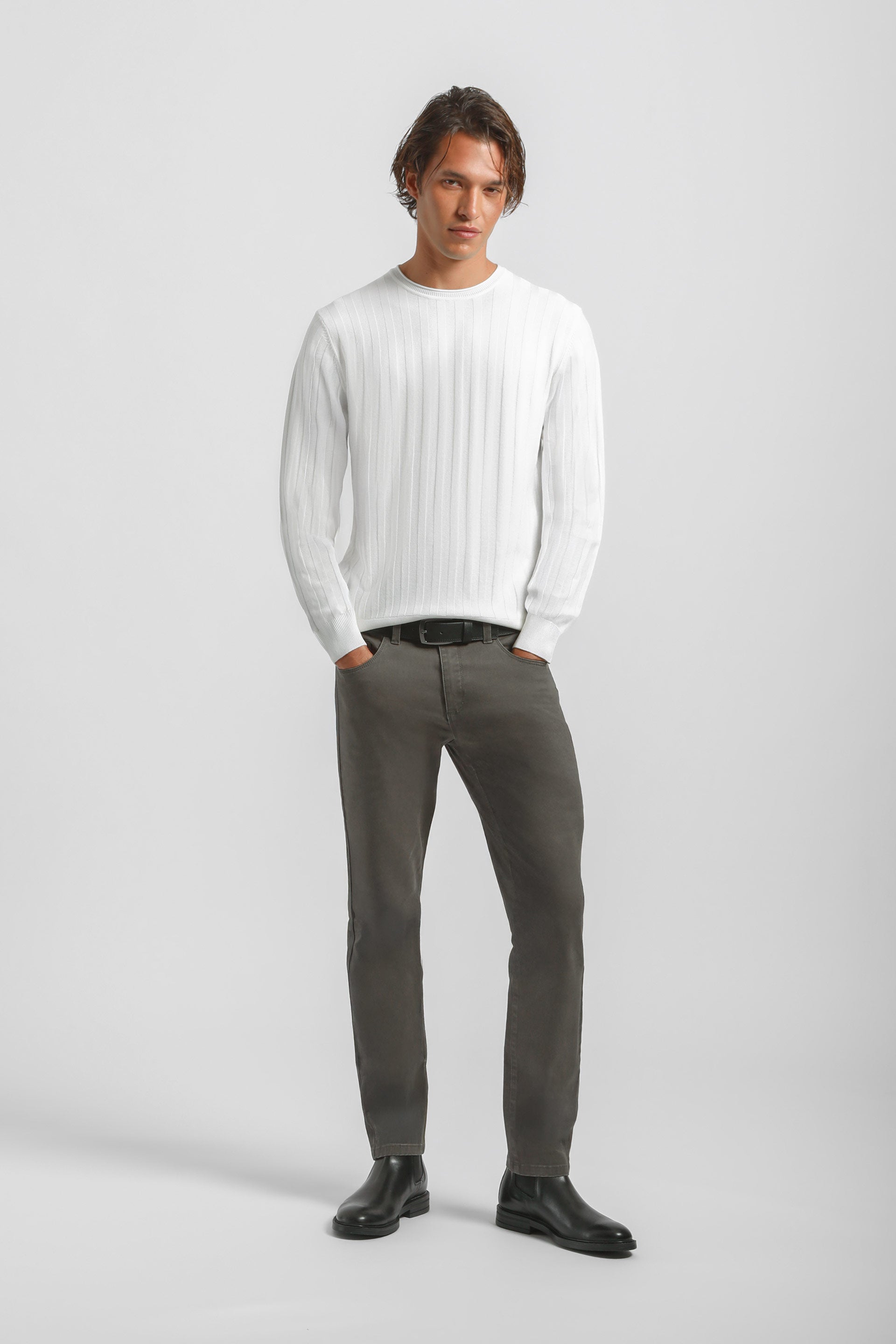 Maglia girocollo strutturata|Colore:Off white