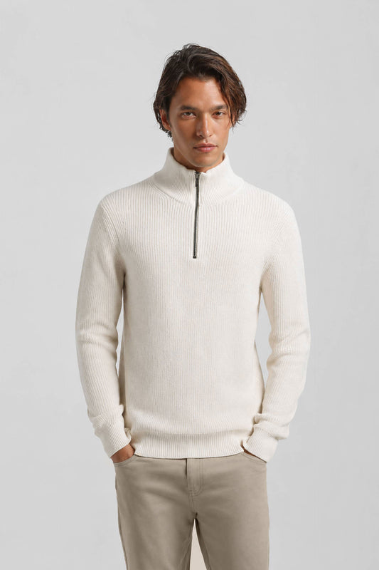 Maglia mezza zip collo lupetto|Colore:Beige chiaro