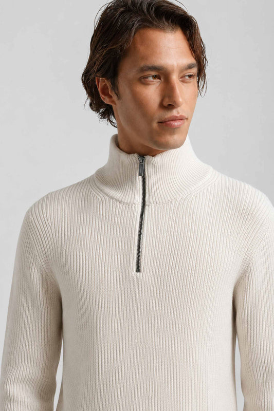 Maglia mezza zip collo lupetto|Colore:Beige chiaro