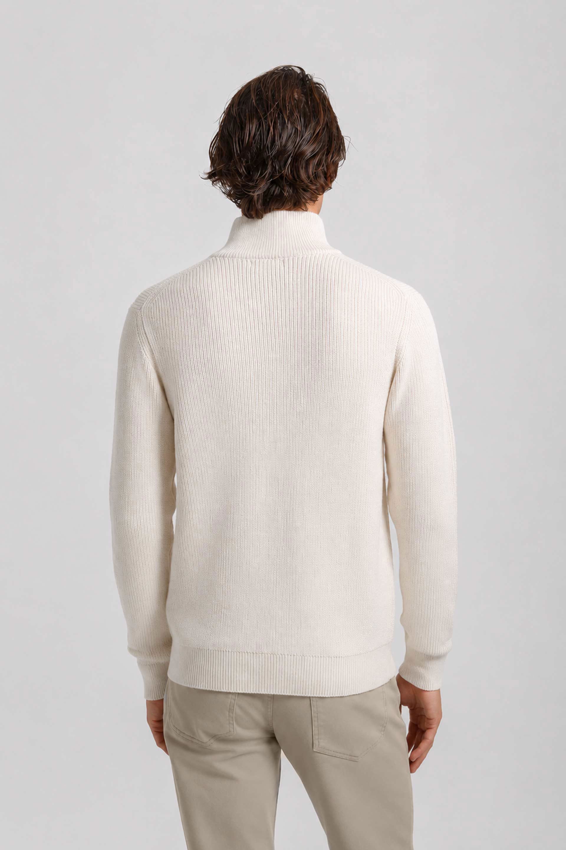 Maglia mezza zip collo lupetto|Colore:Beige chiaro