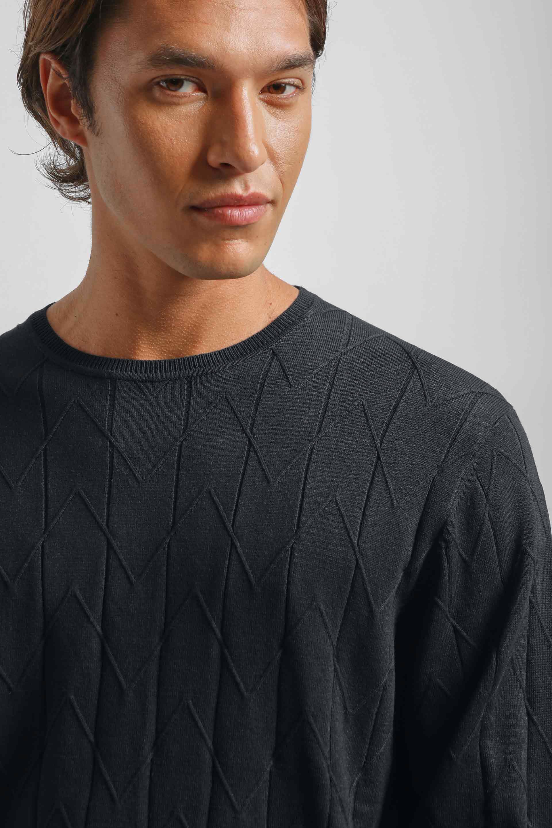 Maglia girocollo strutturata|Colore:Blue