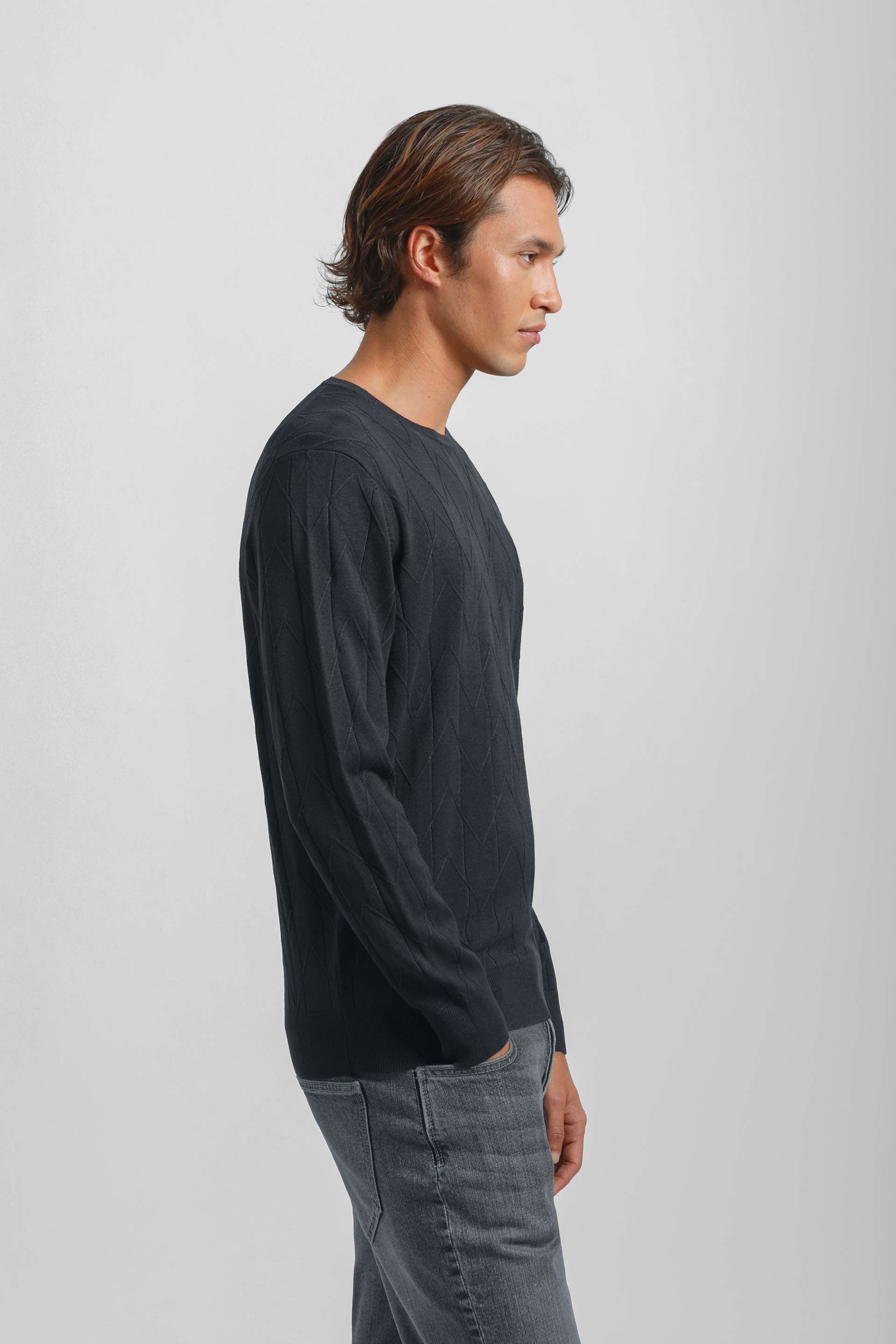 Maglia girocollo strutturata|Colore:Blue