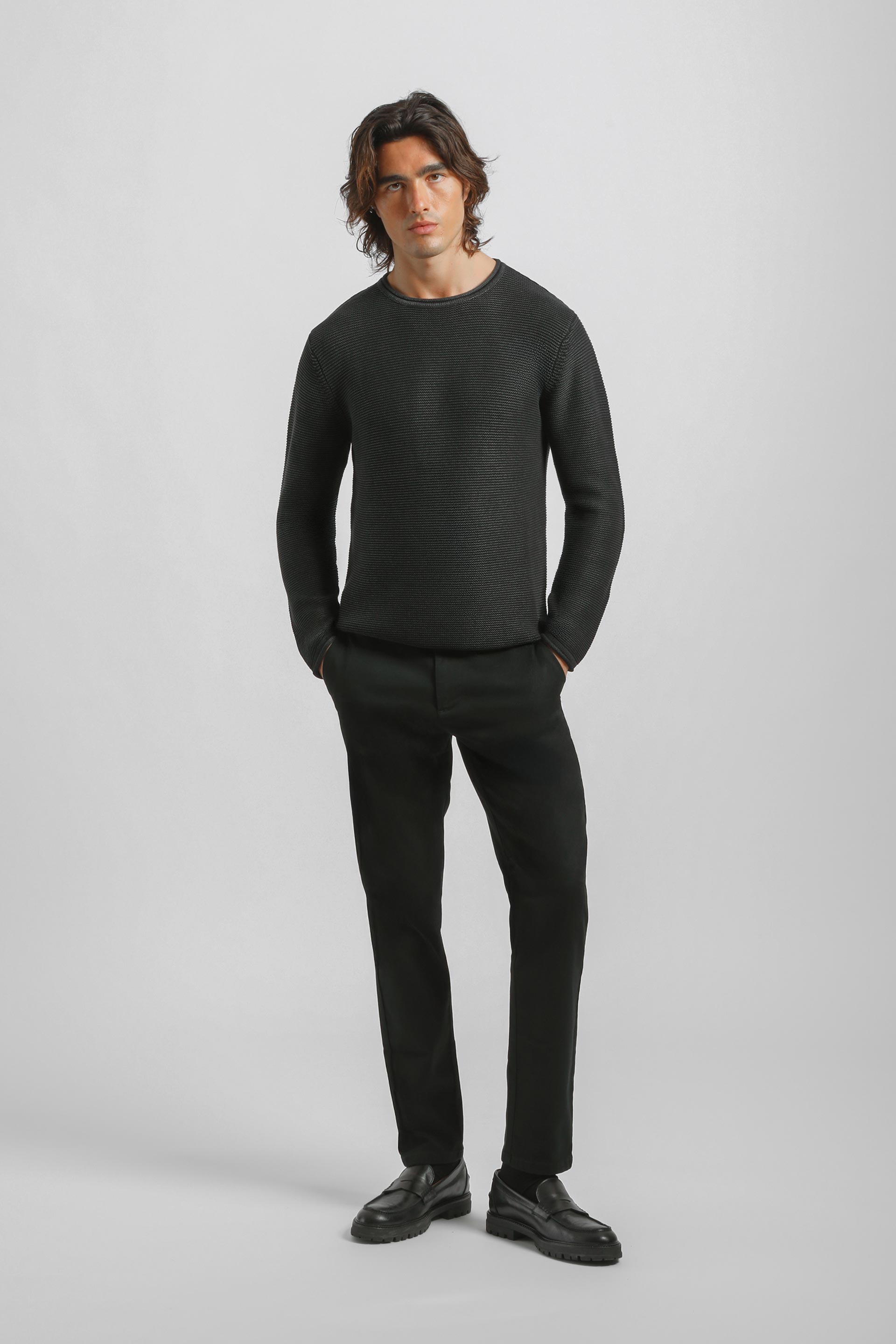 Pantaloni chino misto cotone|Colore:Nero