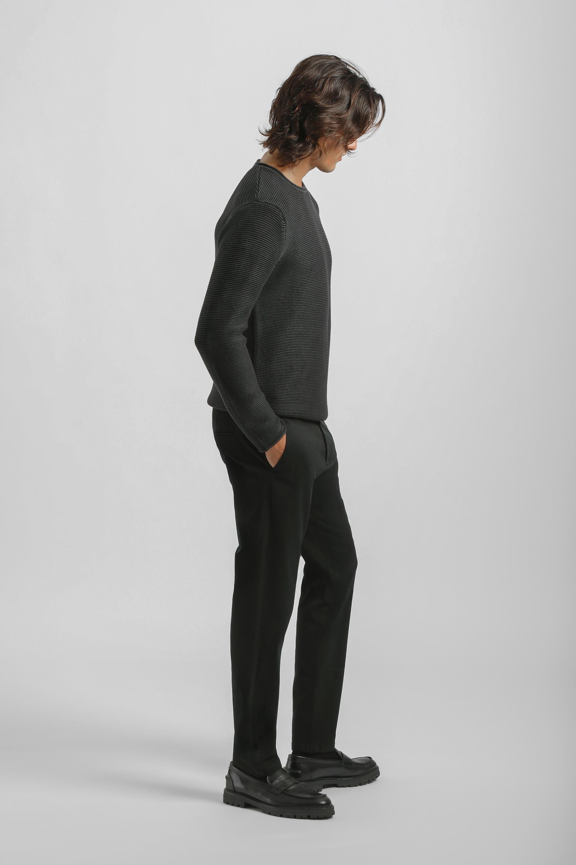 Pantaloni chino misto cotone|Colore:Nero