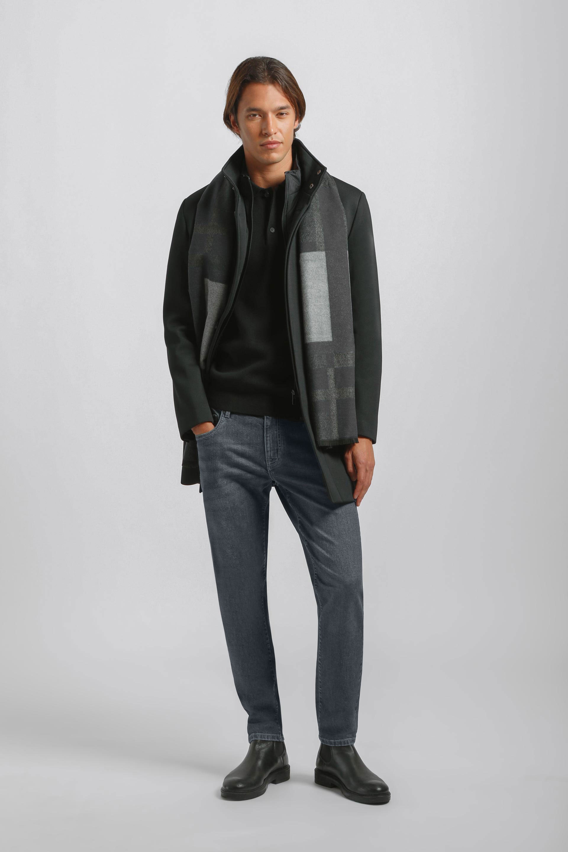 Cappotto collo lupetto|Colore:Blu scuro