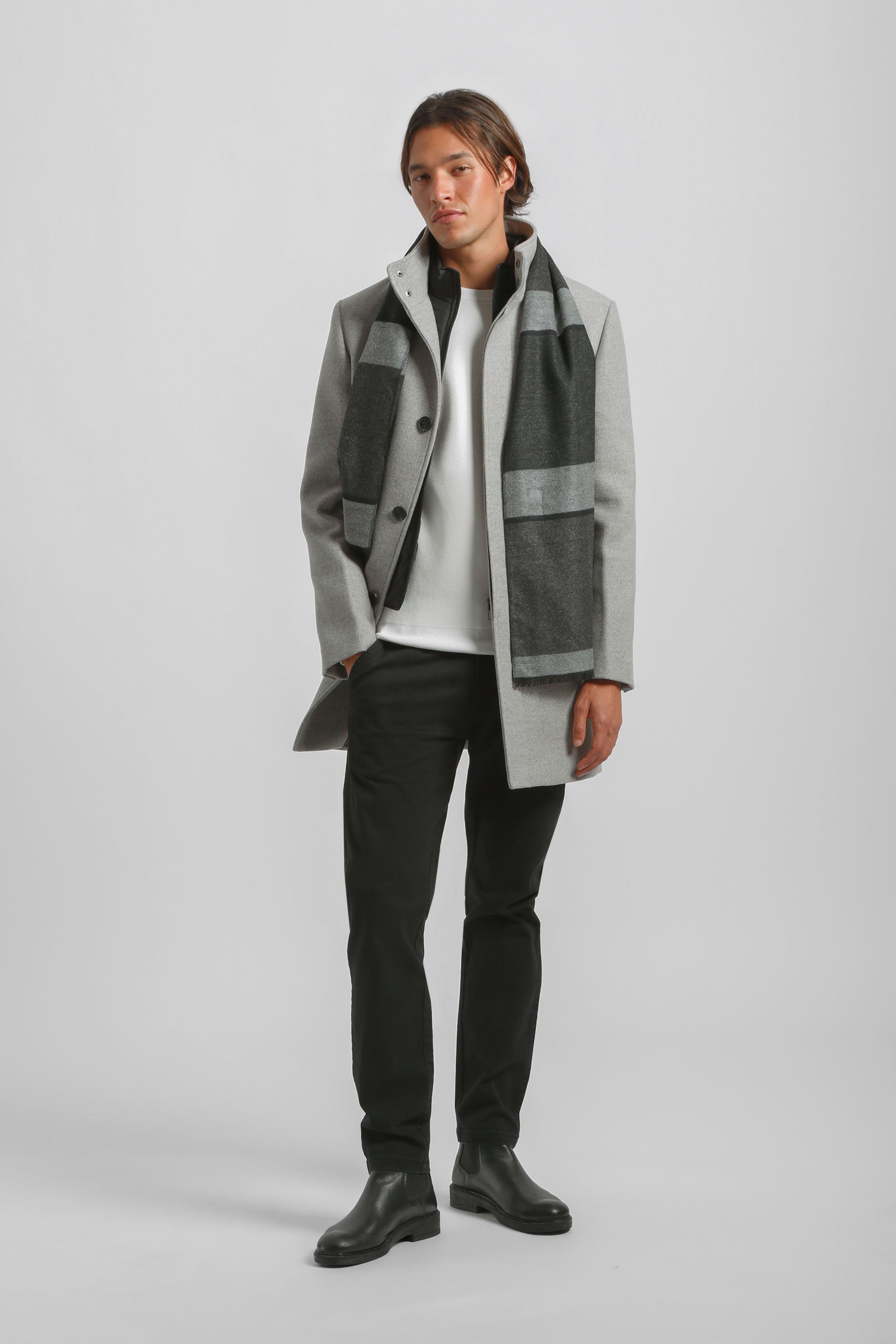 Cappotto con gilet|Colore:Grigio
