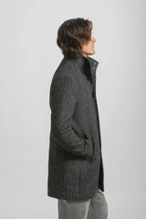 Cappotto collo lupetto fantasia|Colore:Grigio scuro