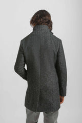 Cappotto collo lupetto fantasia|Colore:Grigio scuro