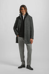Cappotto collo lupetto fantasia|Colore:Grigio scuro