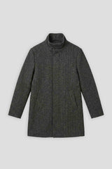 Cappotto collo lupetto fantasia|Colore:Grigio scuro