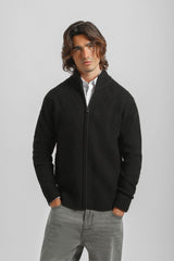 Cardigan collo alto con zip|Colore:Nero