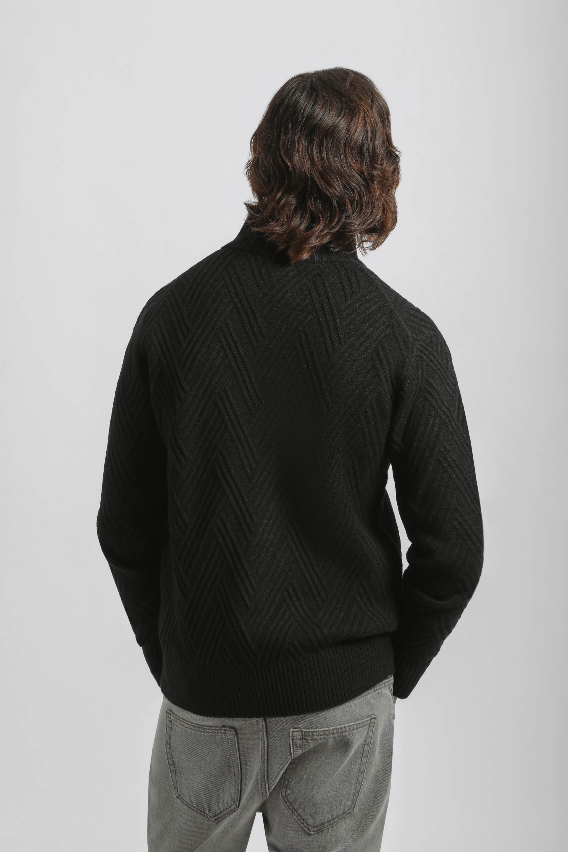 Cardigan collo alto con zip|Colore:Nero