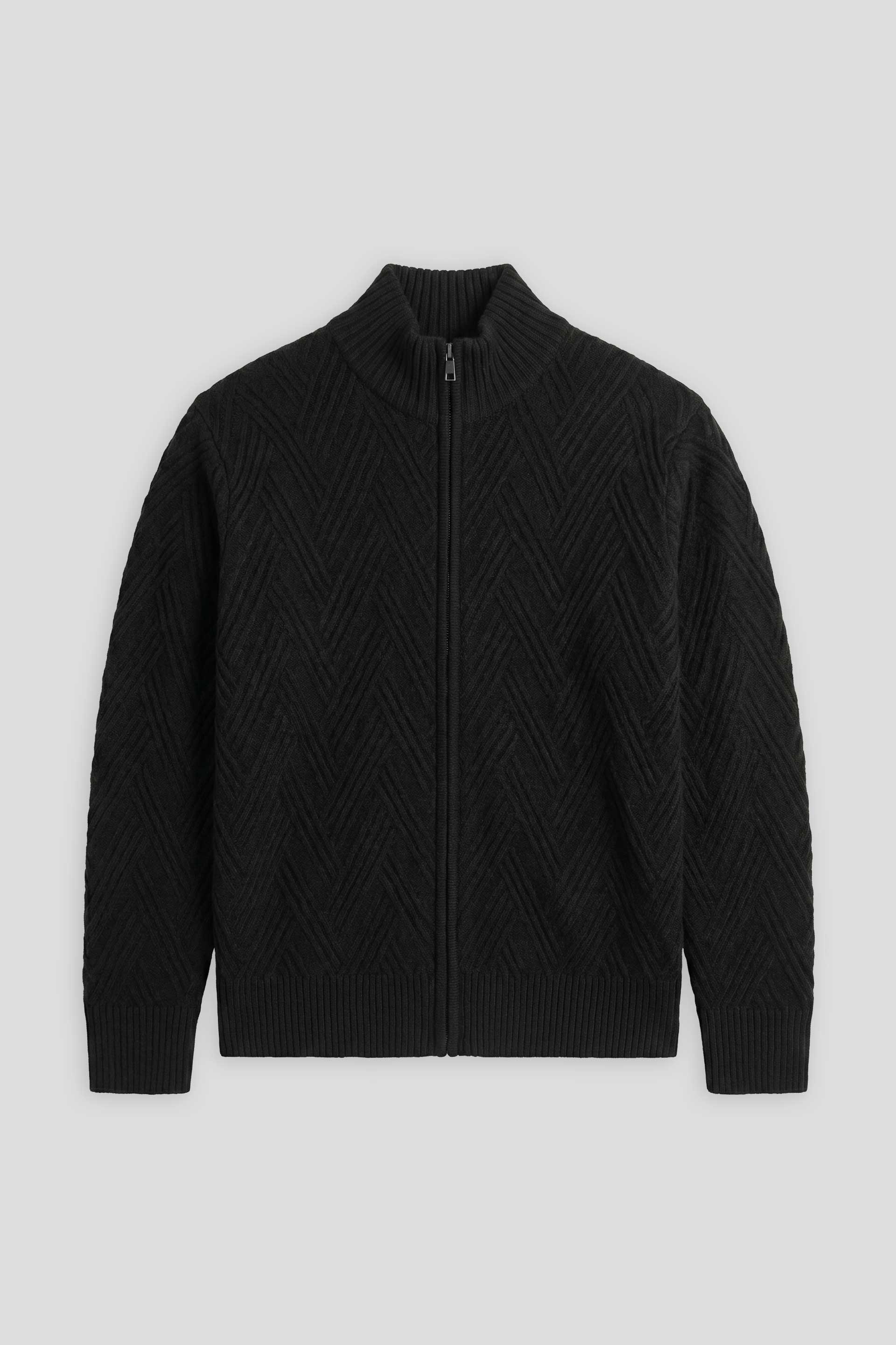 Cardigan collo alto con zip|Colore:Nero