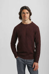 Maglia girocollo con treccia|Colore:Vinaccio