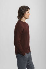 Maglia girocollo con treccia|Colore:Vinaccio