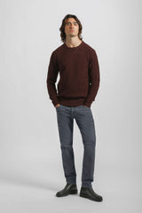 Maglia girocollo con treccia|Colore:Vinaccio