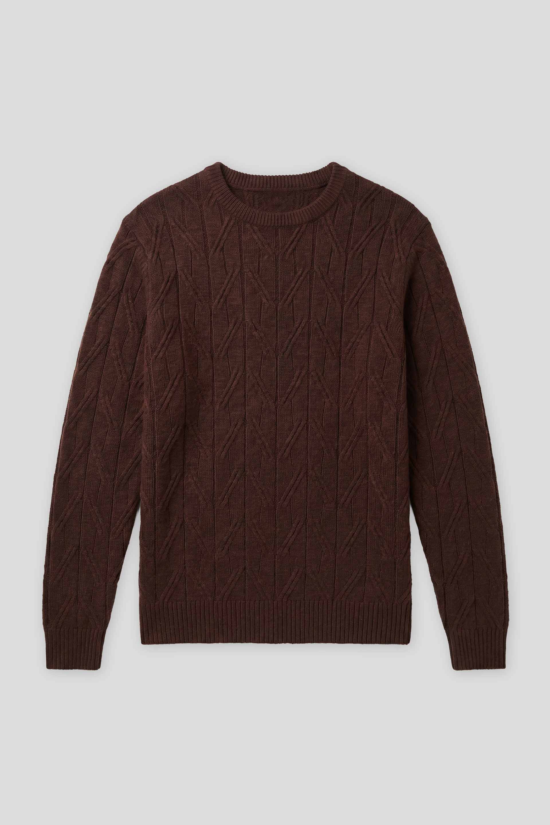Maglia girocollo con treccia|Colore:Vinaccio