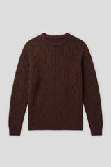 Maglia girocollo con treccia|Colore:Vinaccio