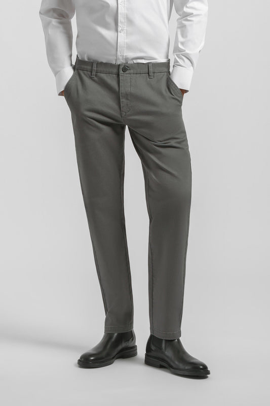Pantaloni chino in cotone|Colore:Grigio medio