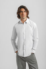 Camicia tinta unita in tessuto elastico|Colore:Bianco