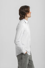Camicia tinta unita in tessuto elastico|Colore:Bianco