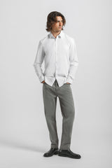 Camicia tinta unita in tessuto elastico|Colore:Bianco