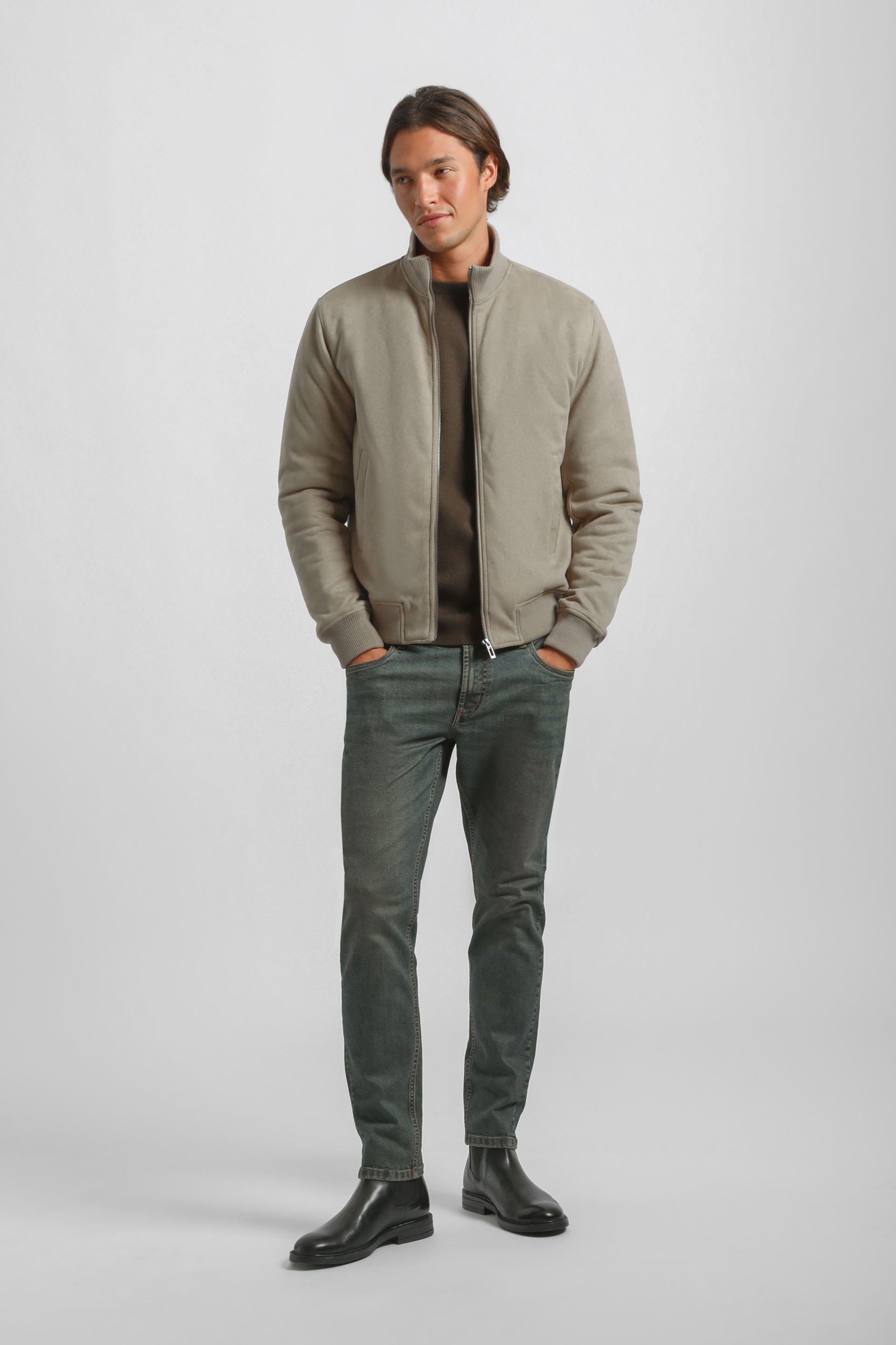 Giacca lupetto effetto camoscio|Colore:Beige