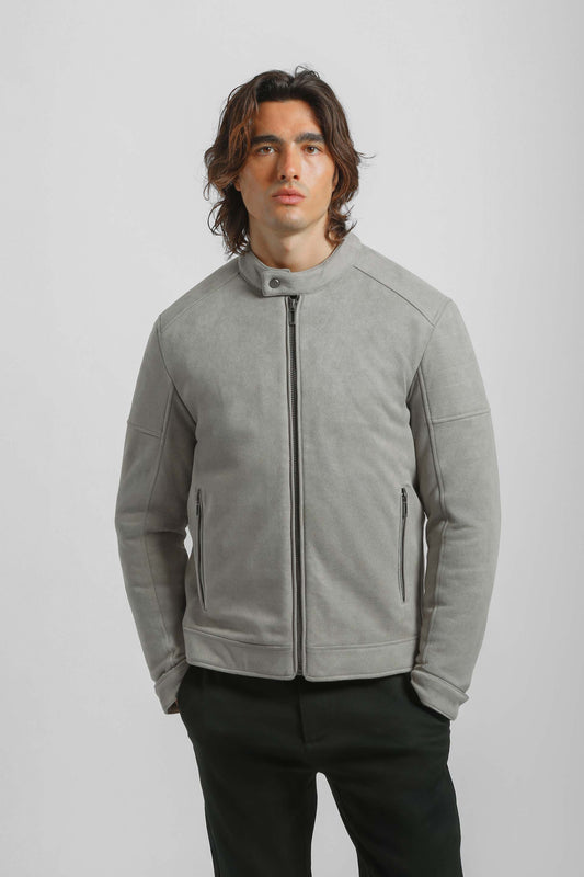 Giubbotto biker effetto camoscio|Colore:Grigio perla