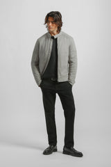 Giubbotto biker effetto camoscio|Colore:Grigio perla