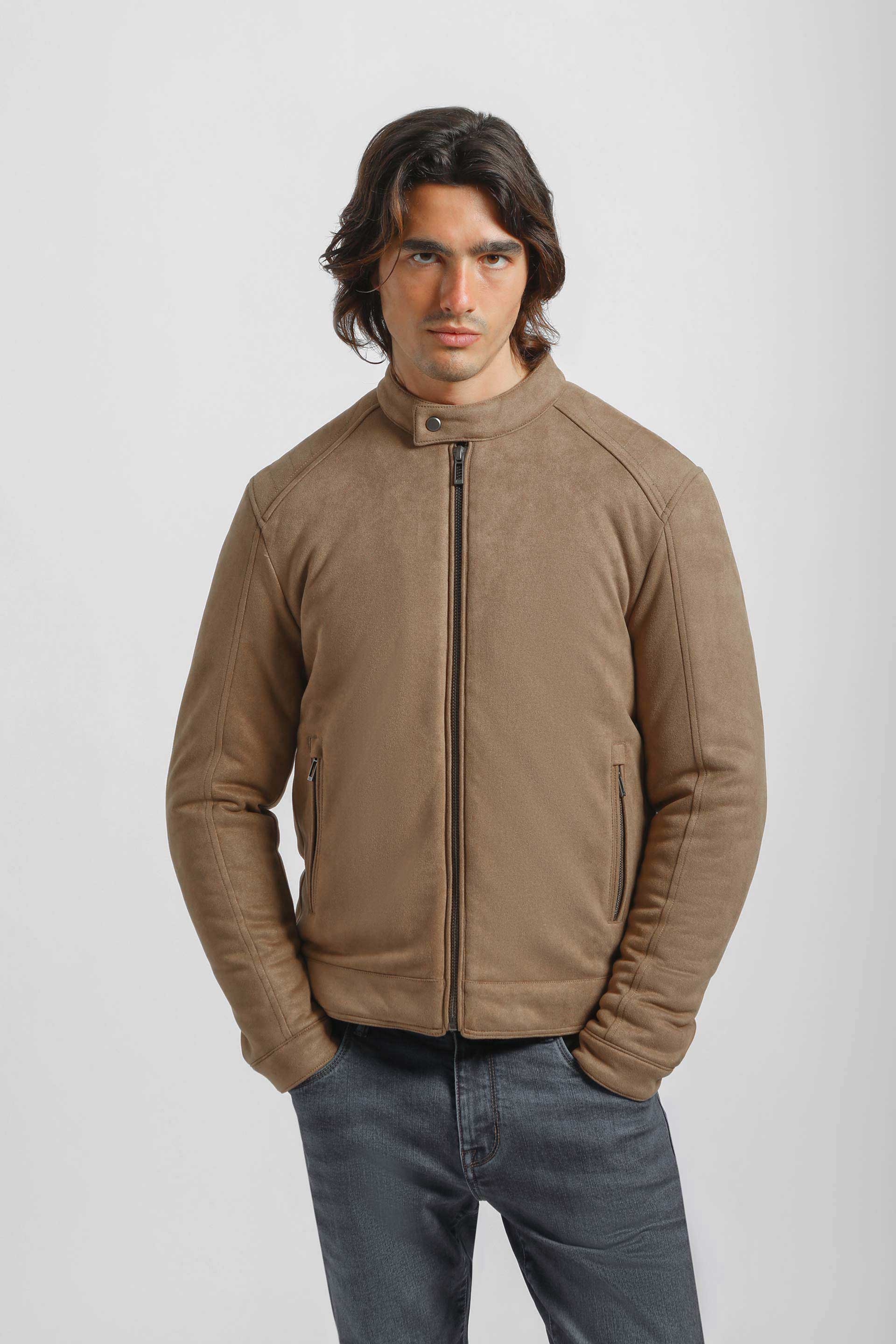 Giubbotto biker effetto pelle|Colore:Beige