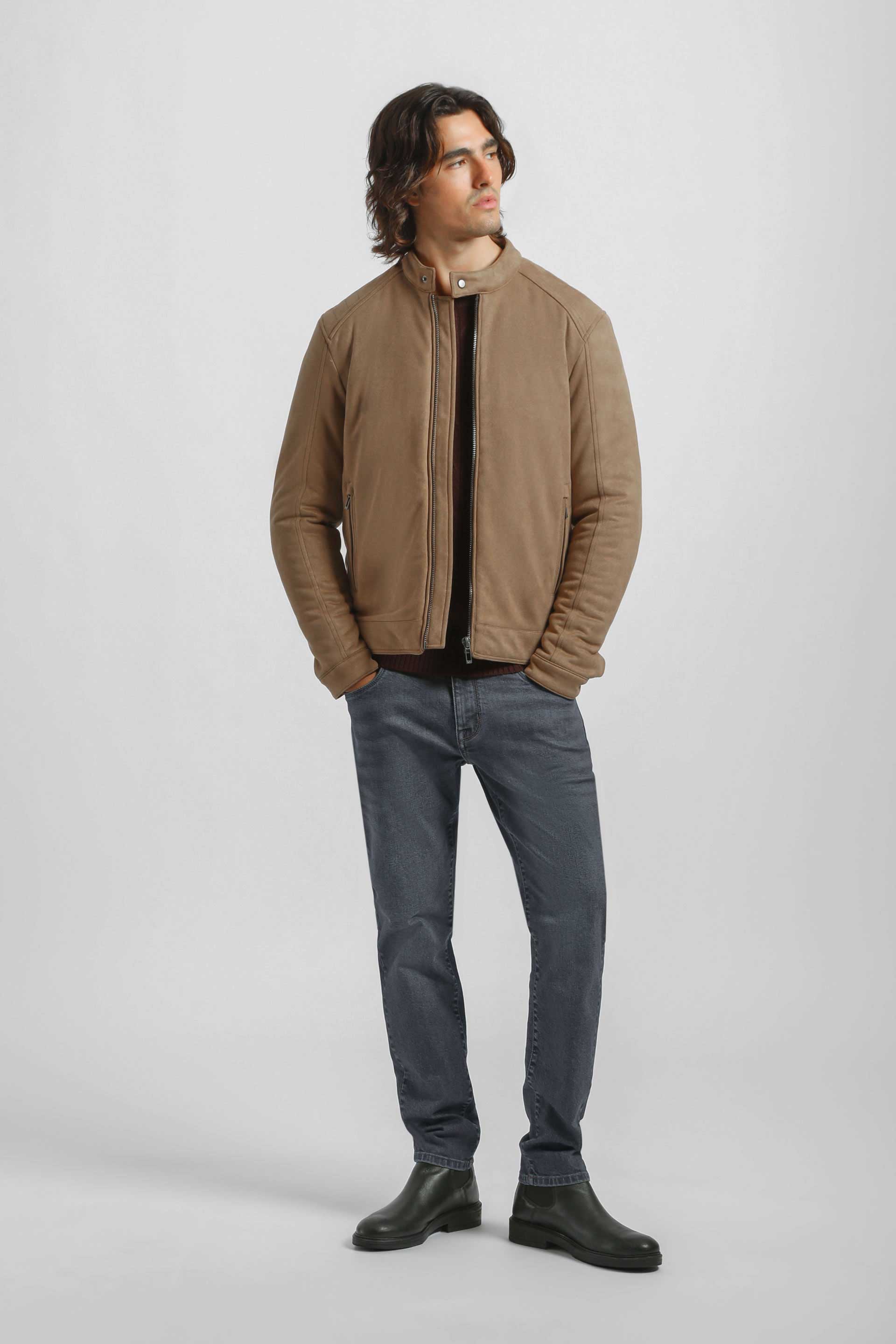 Giubbotto biker effetto pelle|Colore:Beige