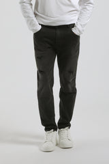Jeans skinny fit con strappi nero|Colore:Jeans nero