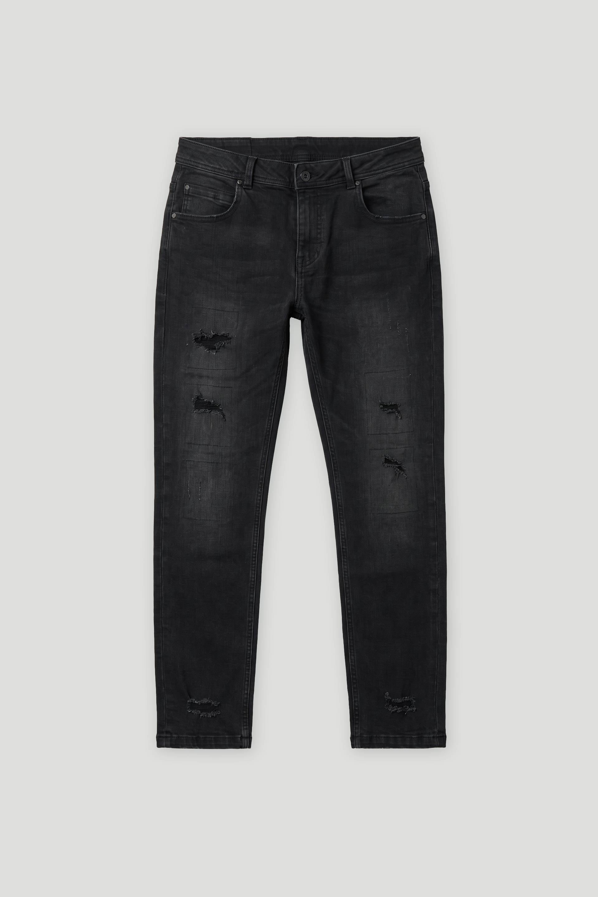 Jeans skinny fit con strappi nero|Colore:Jeans nero
