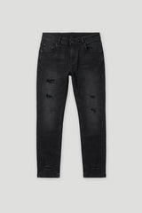 Jeans skinny fit con strappi nero|Colore:Jeans nero