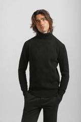 Maglia collo alto misto viscosa|Colore:Nero