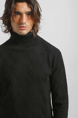 Maglia collo alto misto viscosa|Colore:Nero