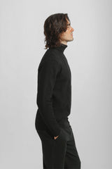 Maglia collo alto misto viscosa|Colore:Nero