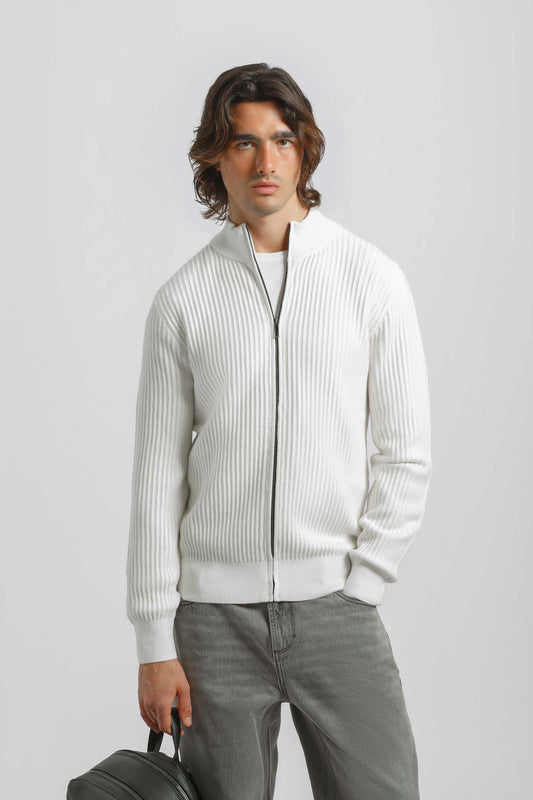 Cardigan con zip|Colore:Off white