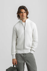 Cardigan con zip|Colore:Off white