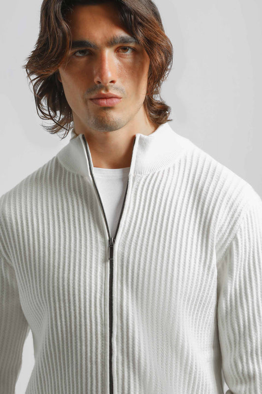 Cardigan con zip|Colore:Off white