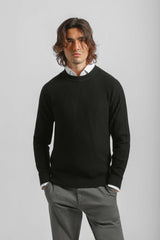Maglia girocollo a coste|Colore:Nero