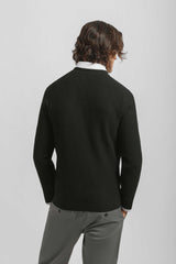 Maglia girocollo a coste|Colore:Nero