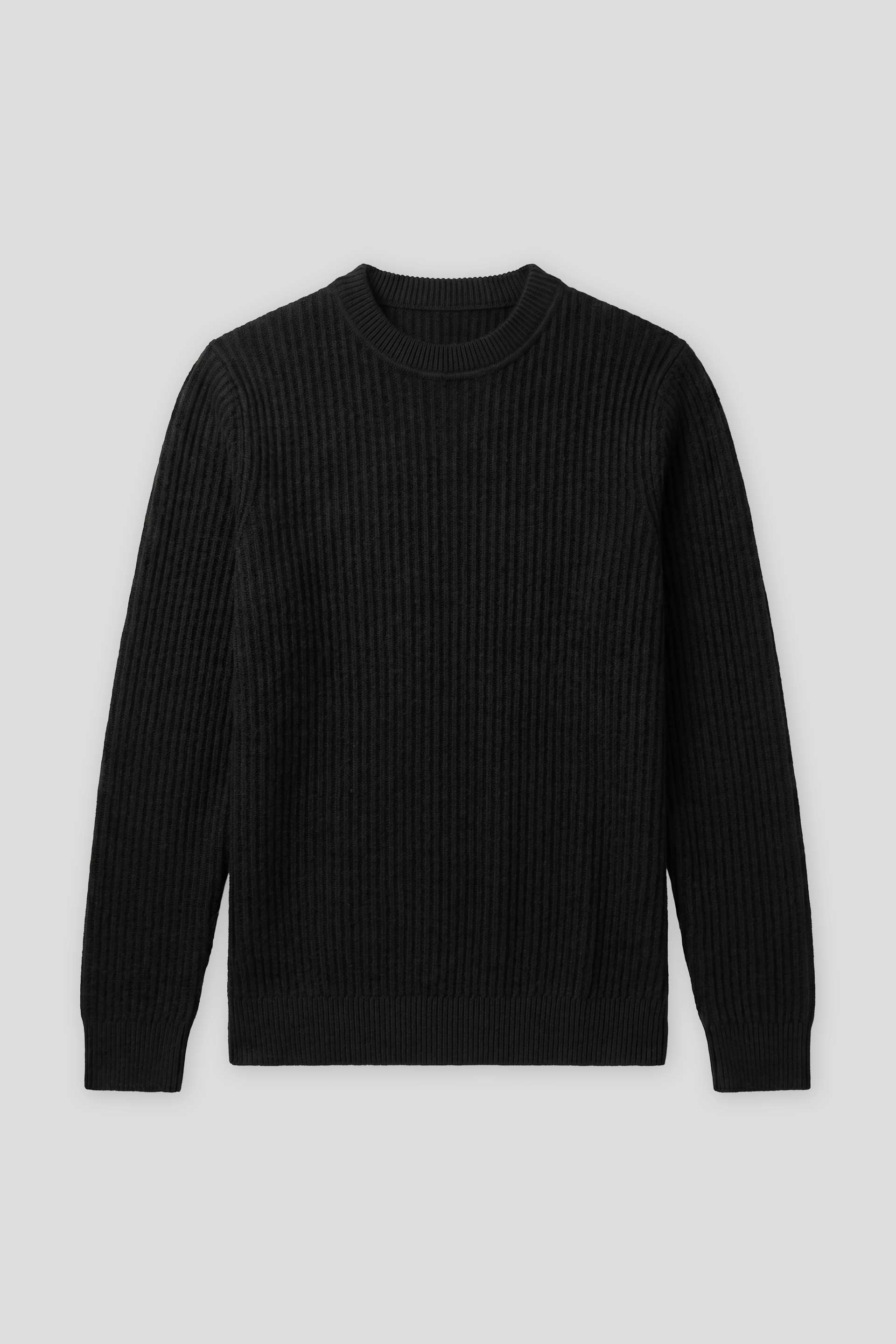 Maglia girocollo a coste|Colore:Nero