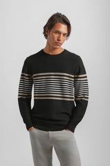 Maglia girocollo colorblock|Colore:Nero