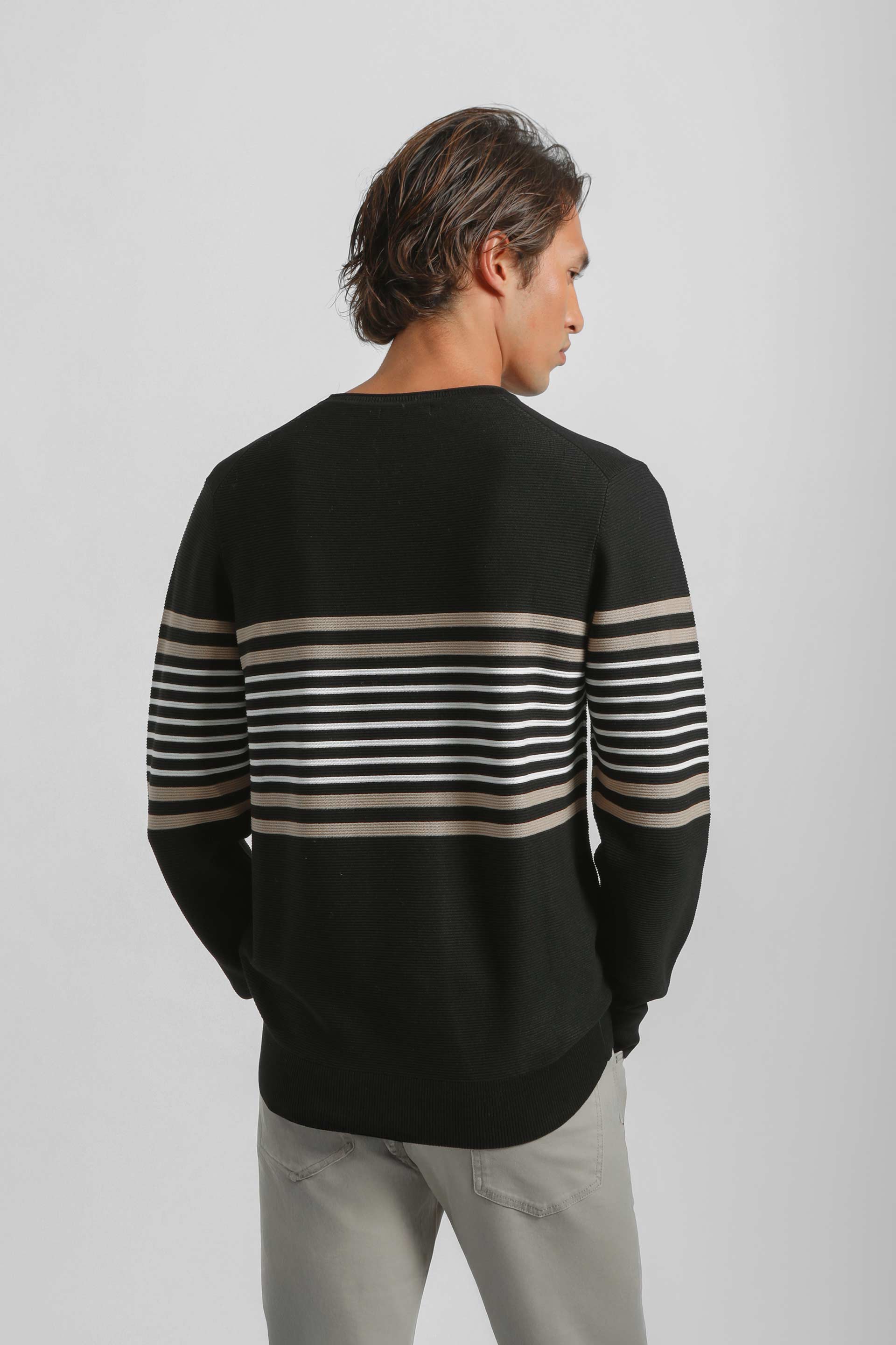 Maglia girocollo colorblock|Colore:Nero