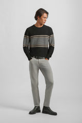 Maglia girocollo colorblock|Colore:Nero