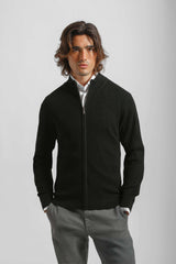 Cardigan in viscosa con zip|Colore:Nero
